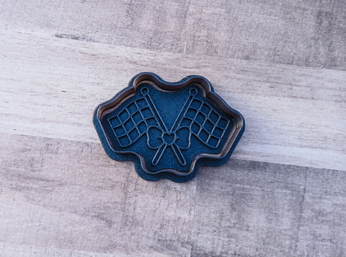 Girly Racing Flags Cookie Cutter & Stamp