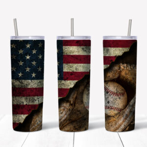 American Flag Baseball Tumbler Mockup