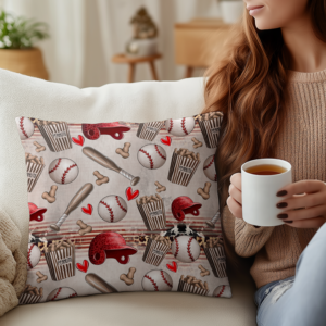 Baseball Game Throw Pillow Cover Mockup