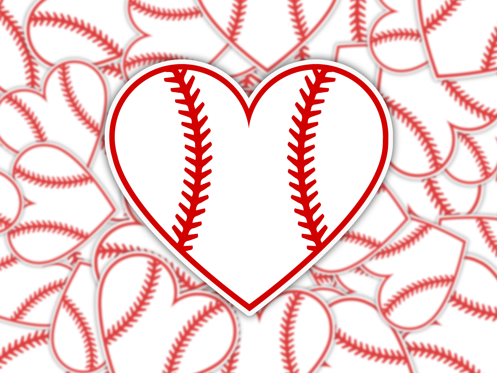 Baseball Heart Sticker Mockup