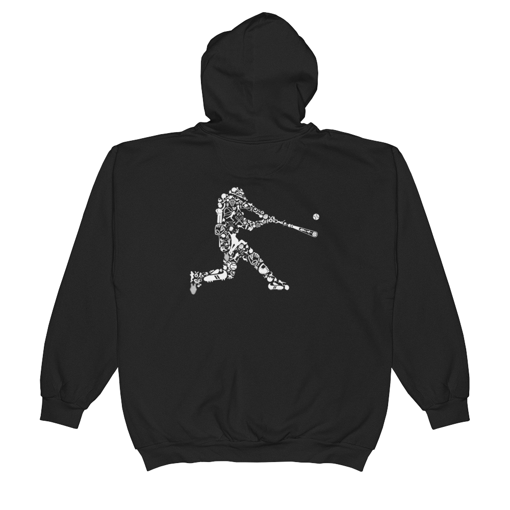 Baseball Player Silhouette Collage Zip-up Hoodie Mockup