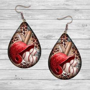 Baseball & Animal Print Earrings Mockup