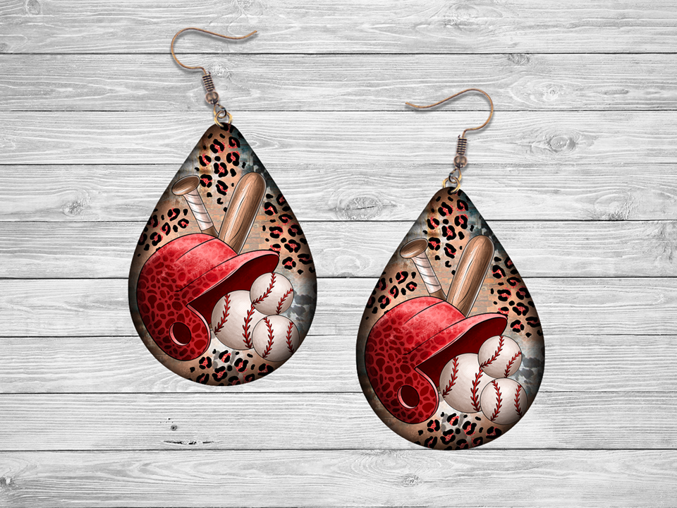 Baseball & Animal Print Earrings Mockup