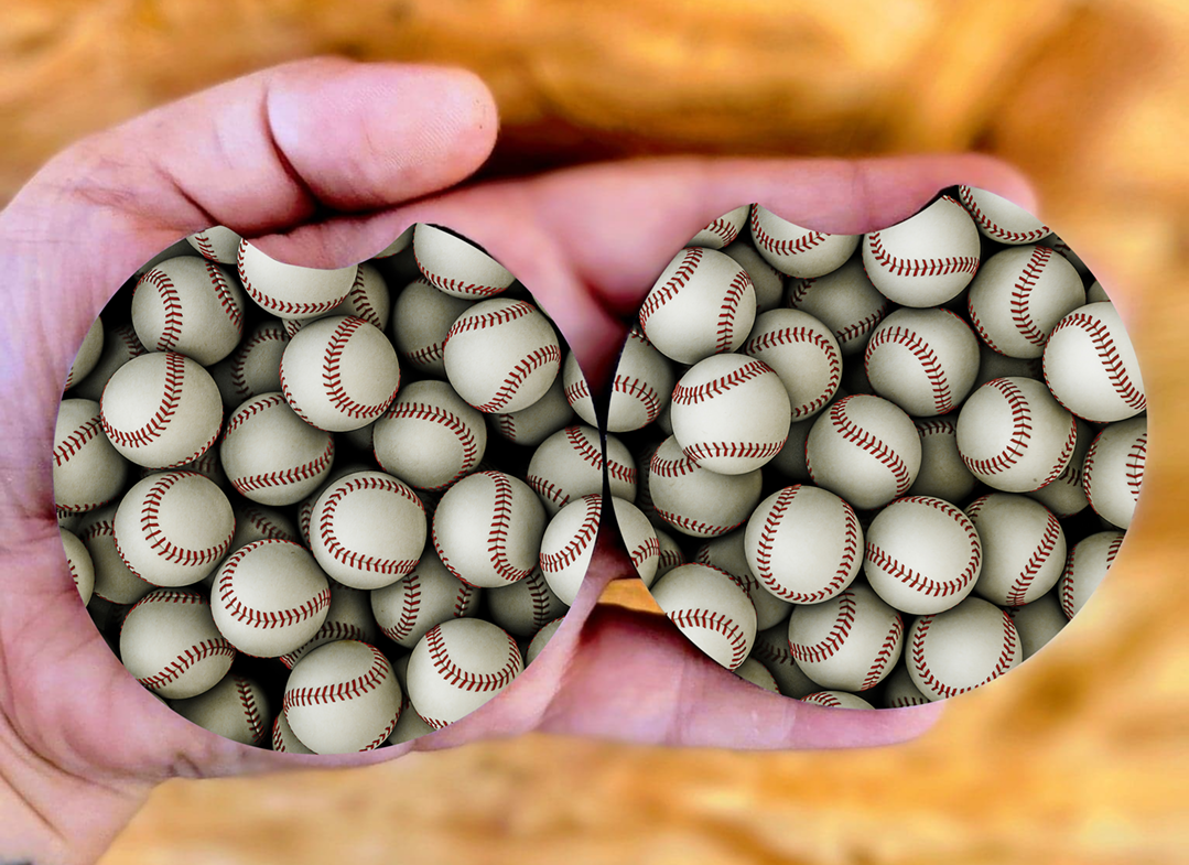 Baseballs Car Coasters Mockup
