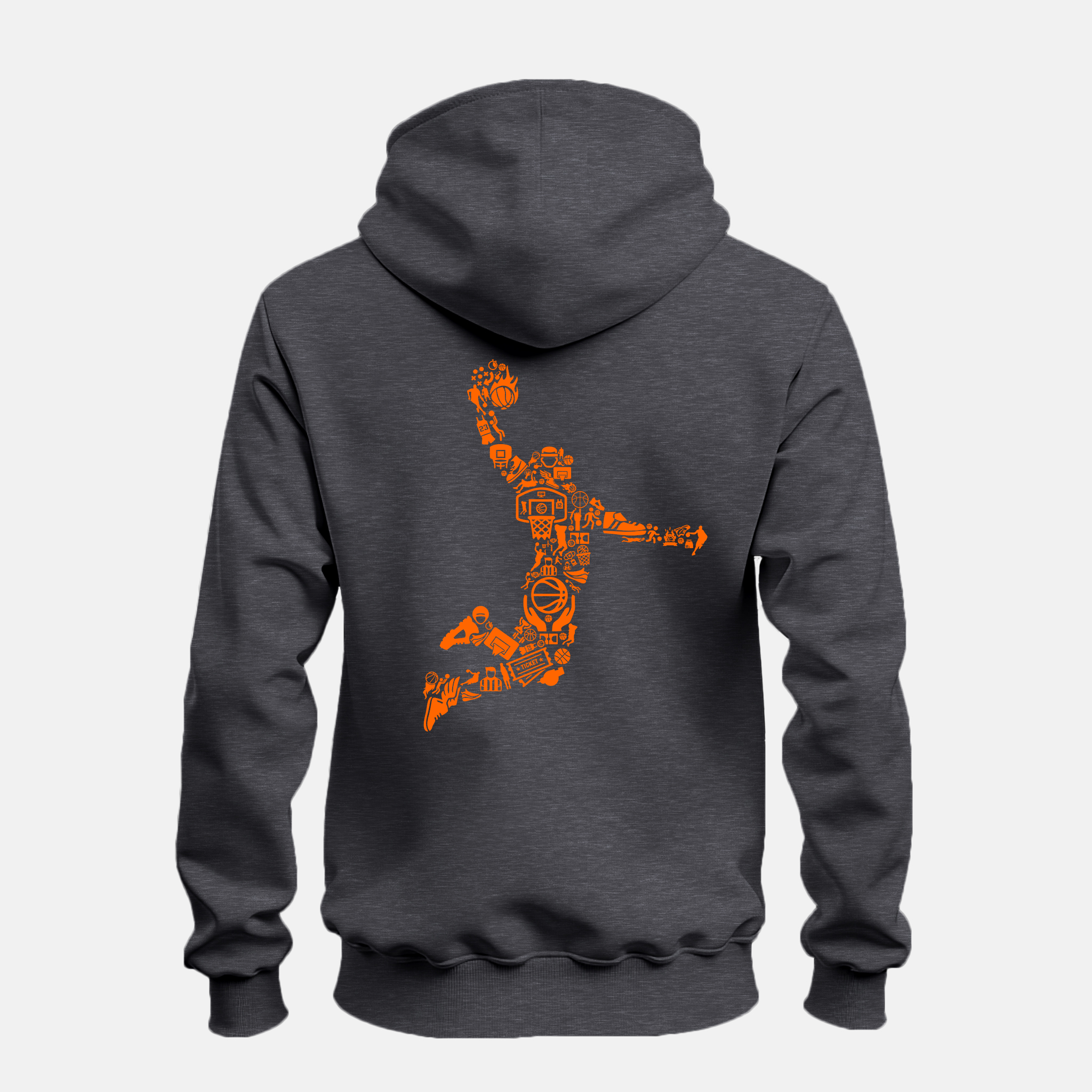 Basketball Player Silhouette Collage Zip-up Hoodie Mockup