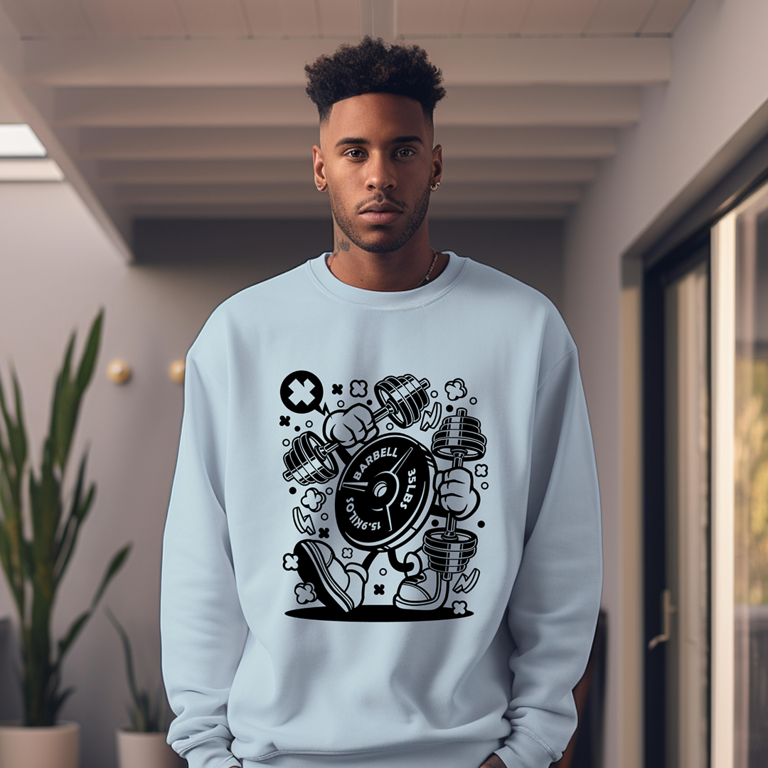 Cartoon Barbell Character Shirt Mockup