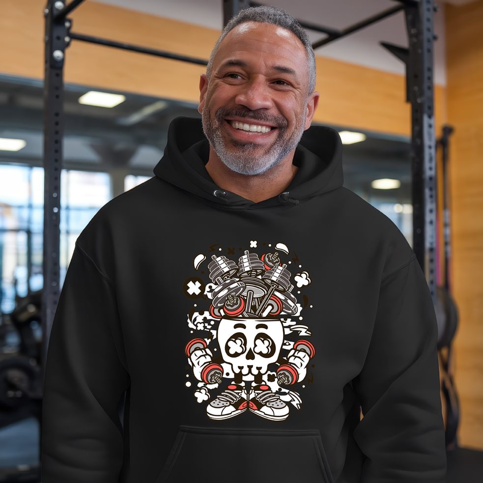 Cartoon Barbell Skull Shirt Mockup