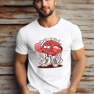 Cartoon Brain Boxer Character Shirt Mockup