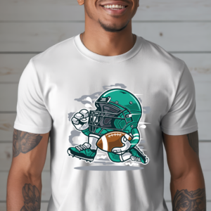 Cartoon Football Helmet Character Shirt Mockup