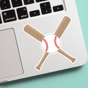Crossed Bats Sticker Mockup