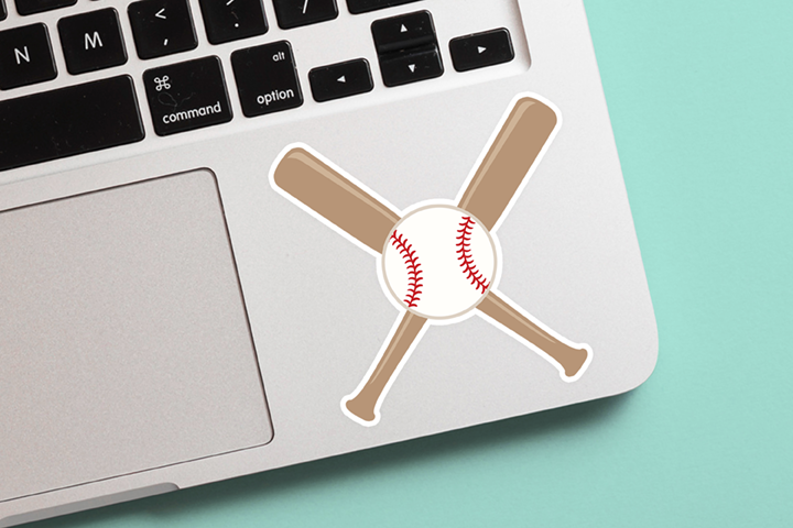 Crossed Bats Sticker Mockup