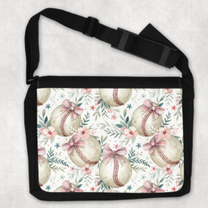 Floral Baseball Pattern Messenger Bag Mockup