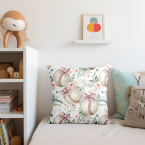 Floral Baseball Throw Pillow Cover Mockup