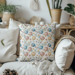 Floral Bowling Throw Pillow Cover Mockup