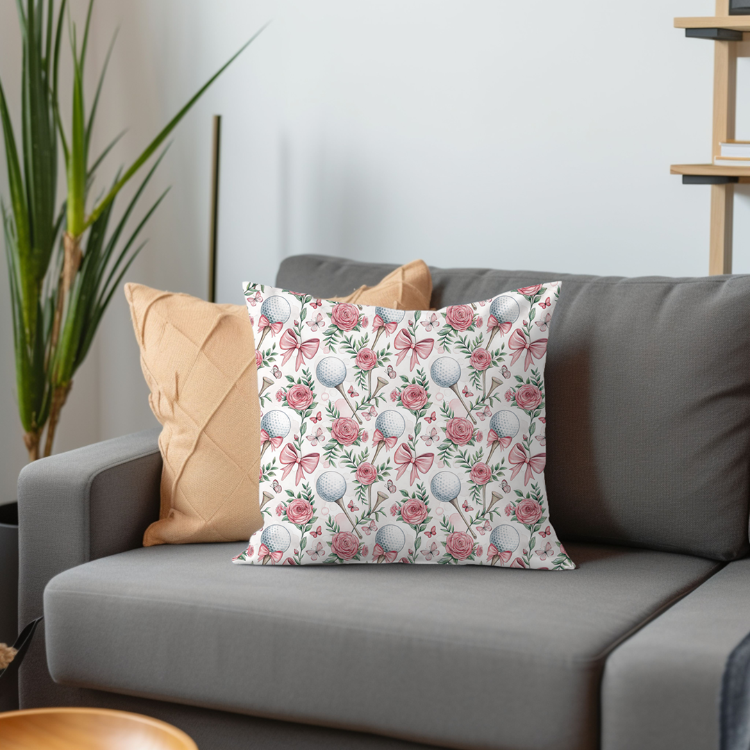 Floral Golf Throw Pillow Cover Mockup