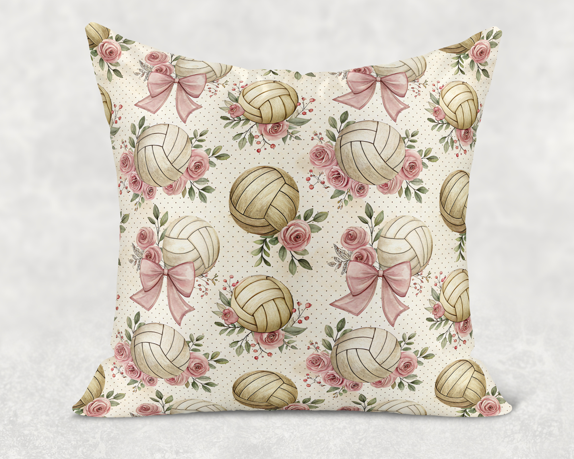 Floral Volleyball Throw Pillow Cover Mockup