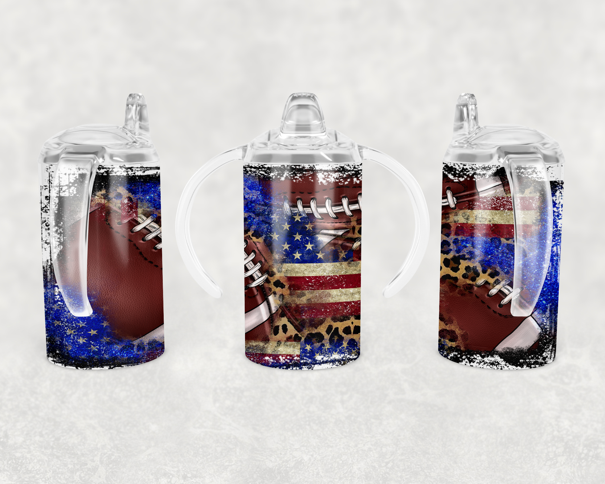 Leopard Print & Footballs Sippy Cup Mockup