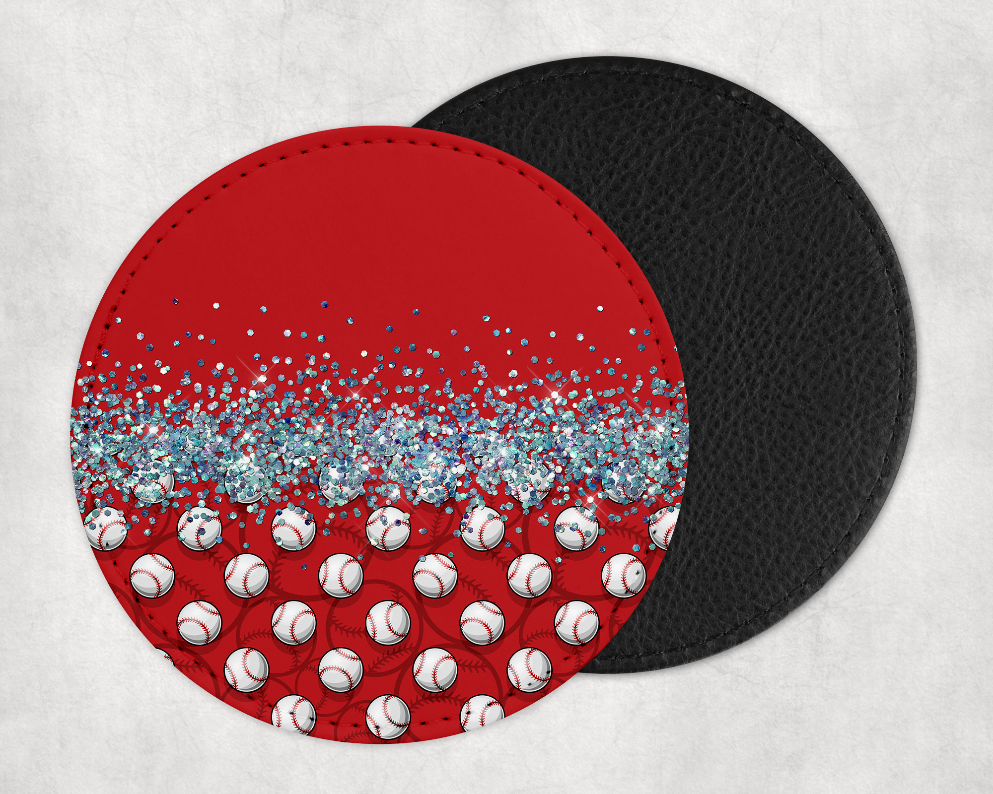 Glitter & Baseballs Coasters Mockup