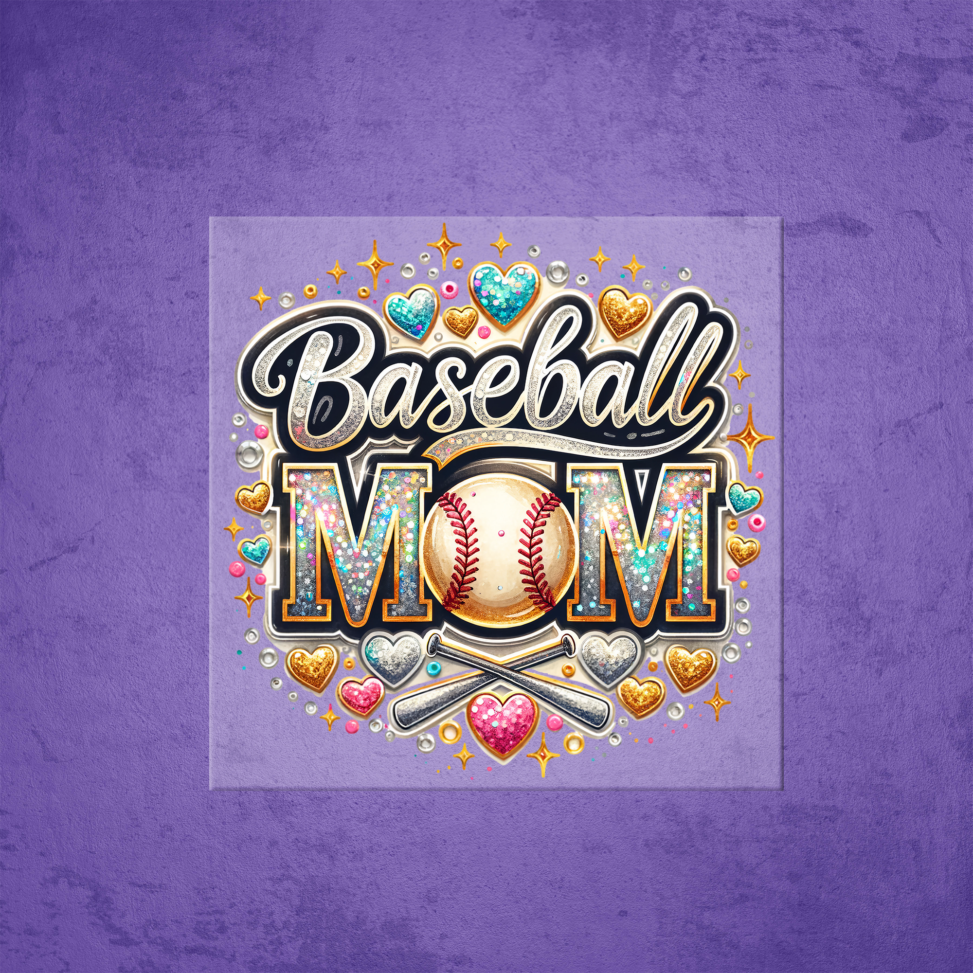 Glitter Baseball Mom Heat Transfer Mockup