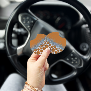 Glitter & Basketballs Car Coasters Mockup