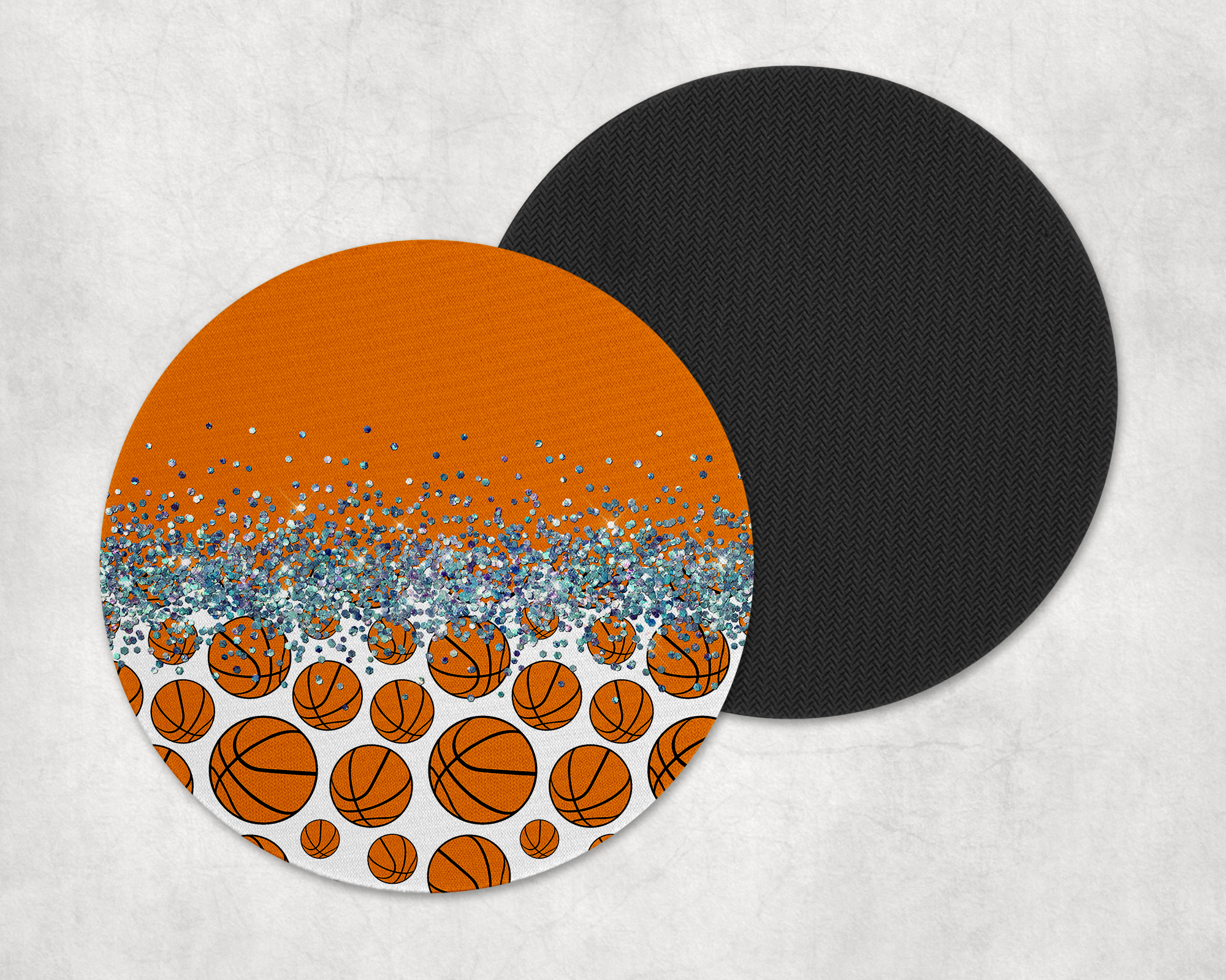 Glitter & Basketballs Coasters Mockup