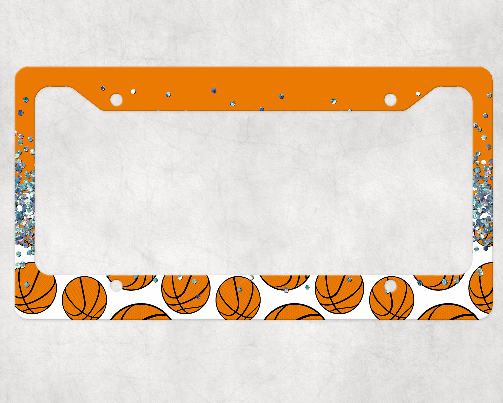 Glitter & Basketballs License Frame Mockup