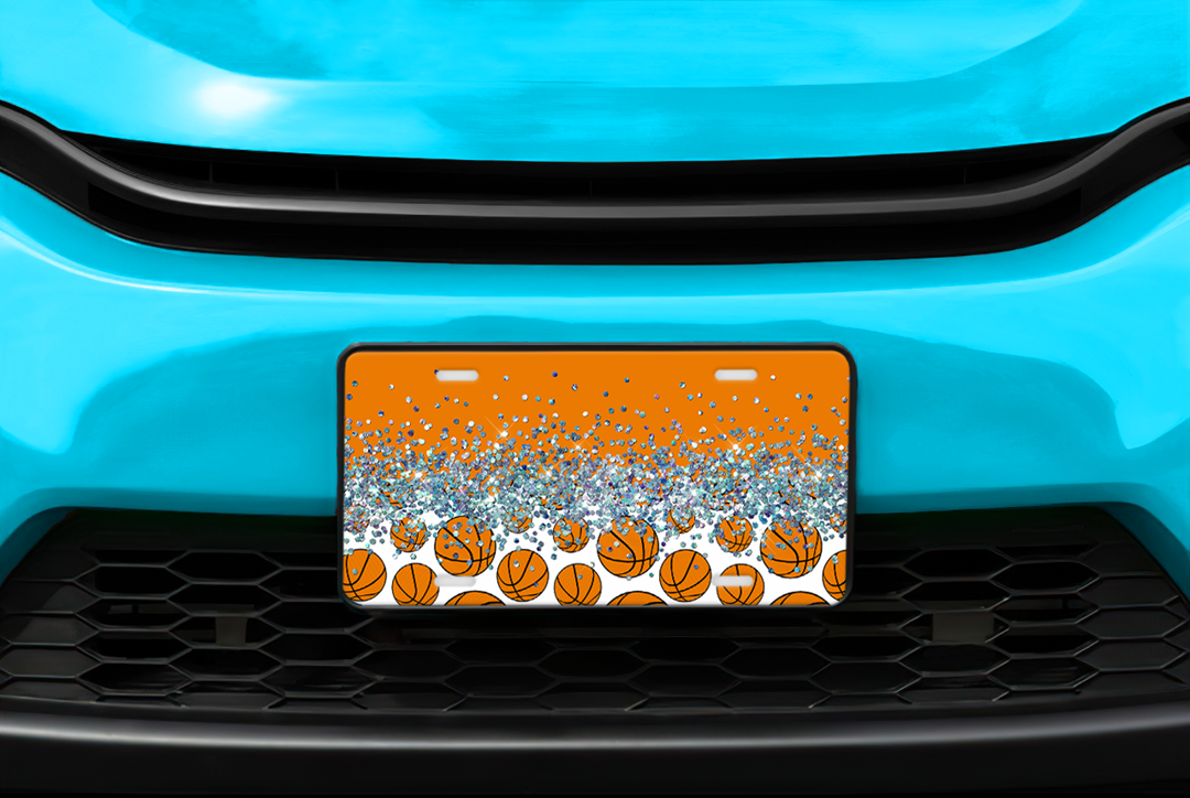 Glitter & Basketballs License Plate Mockup