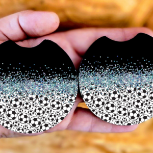Glitter & Soccer Balls Car Coasters Mockup