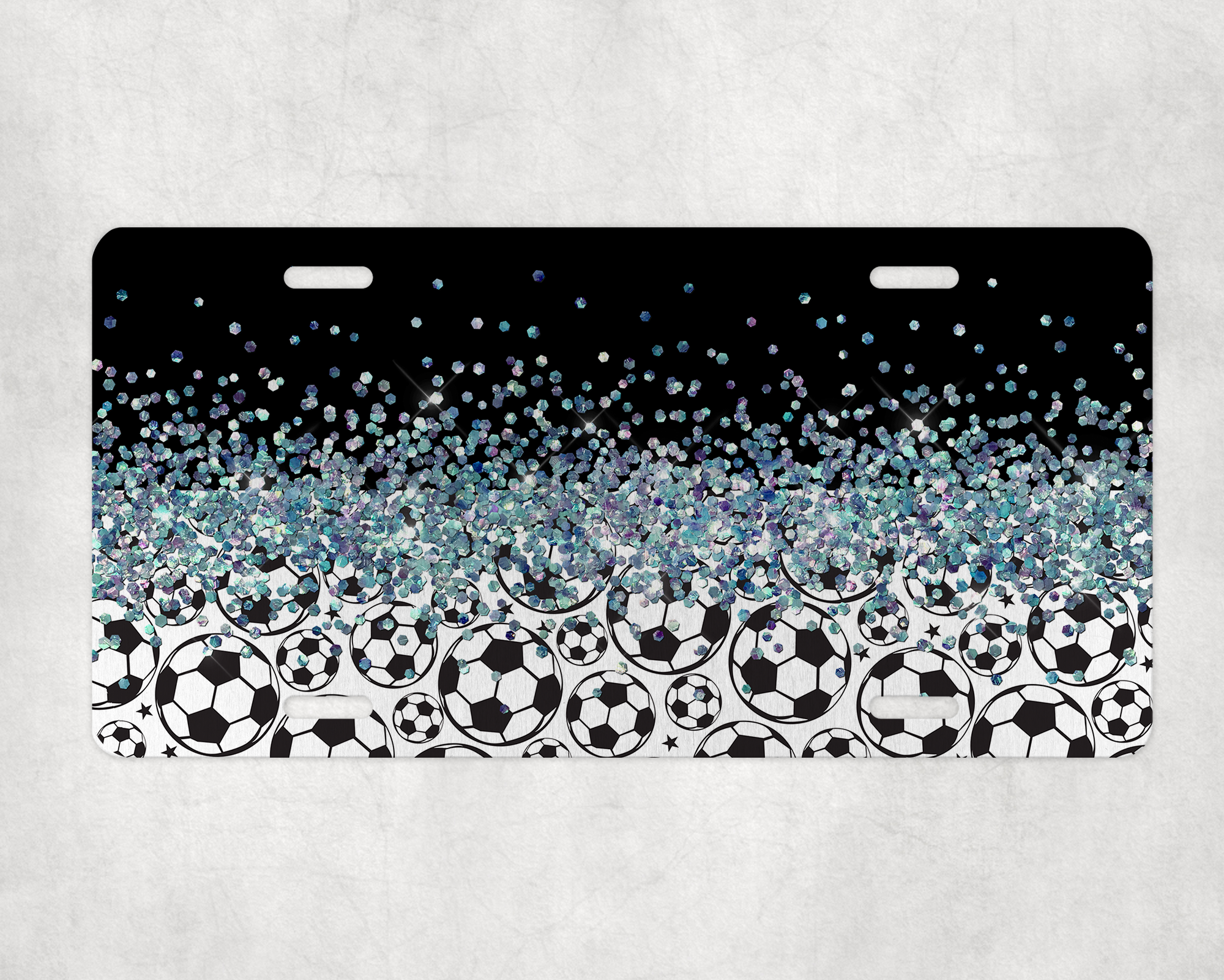 Glitter & Soccer Balls License Plate Mockup
