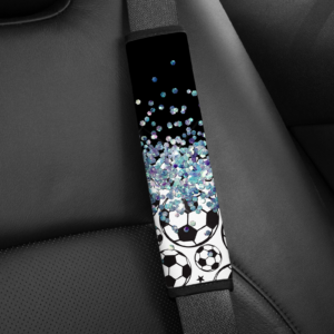 Glitter & Soccer Balls Seatbelt Cover Mockup