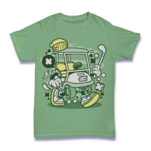 Cartoon Golf Cart Character Shirt Mockup