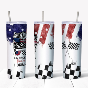 He Races, I Drink Tumbler Mockup