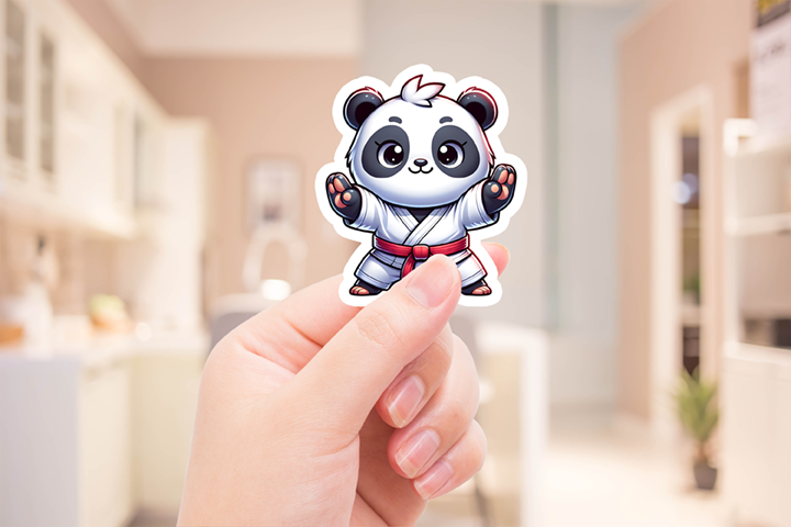 Karate Panda 2 Sticker Mockup