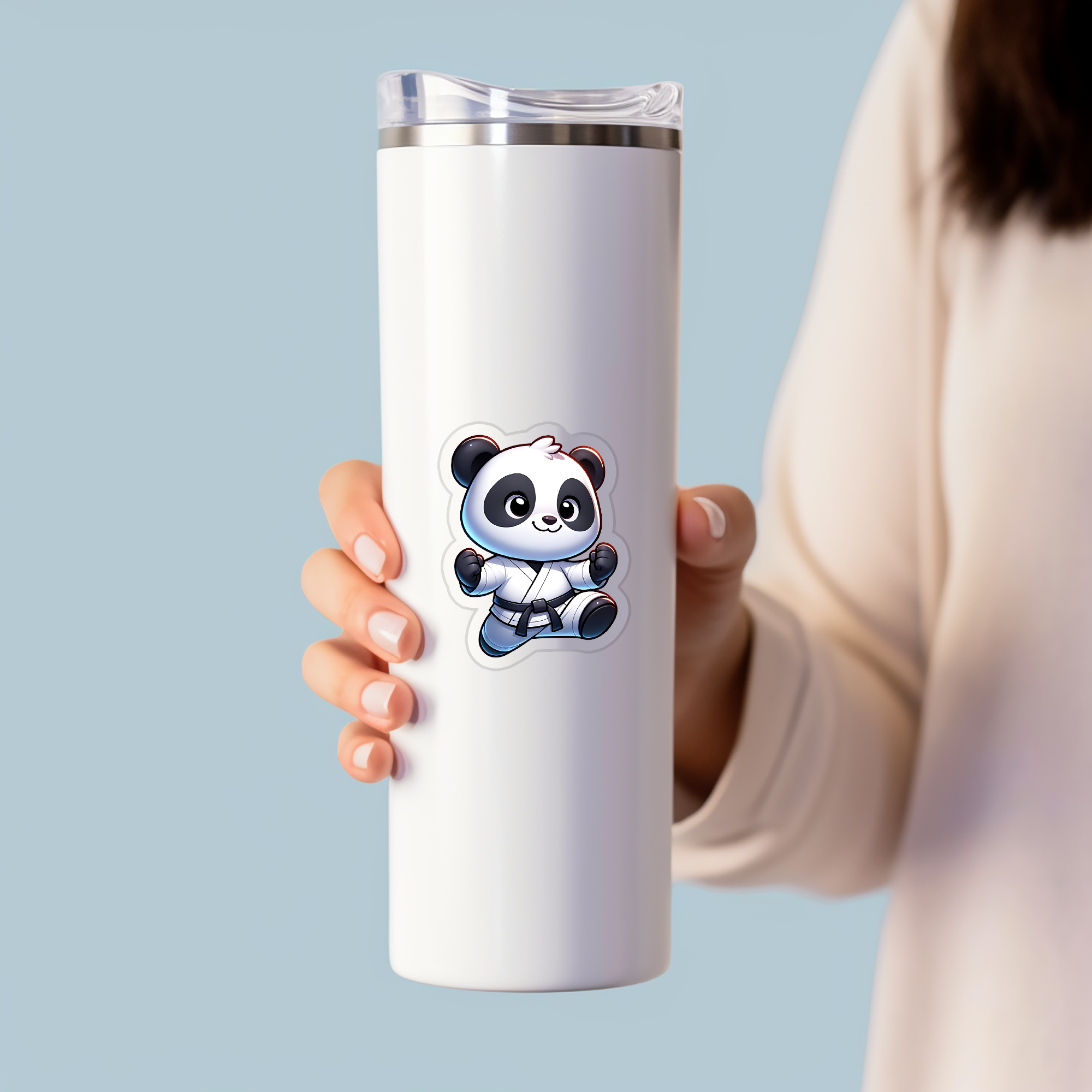 Karate Panda 3 Sticker Mockup