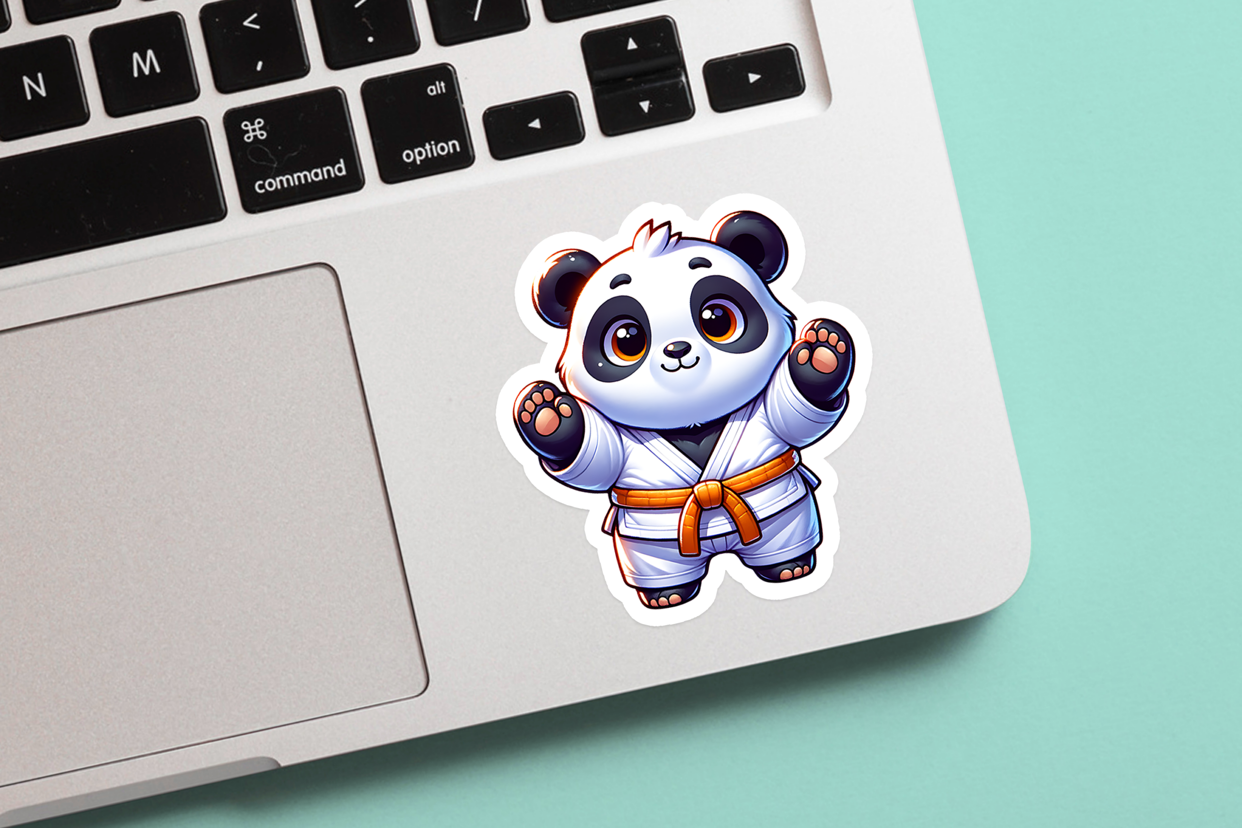 Karate Panda 4 Sticker Mockup