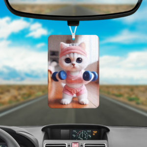 Kitty Weightlifter Air Freshener Mockup