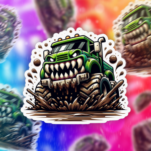 Muddy Monster Truck Sticker Mockup