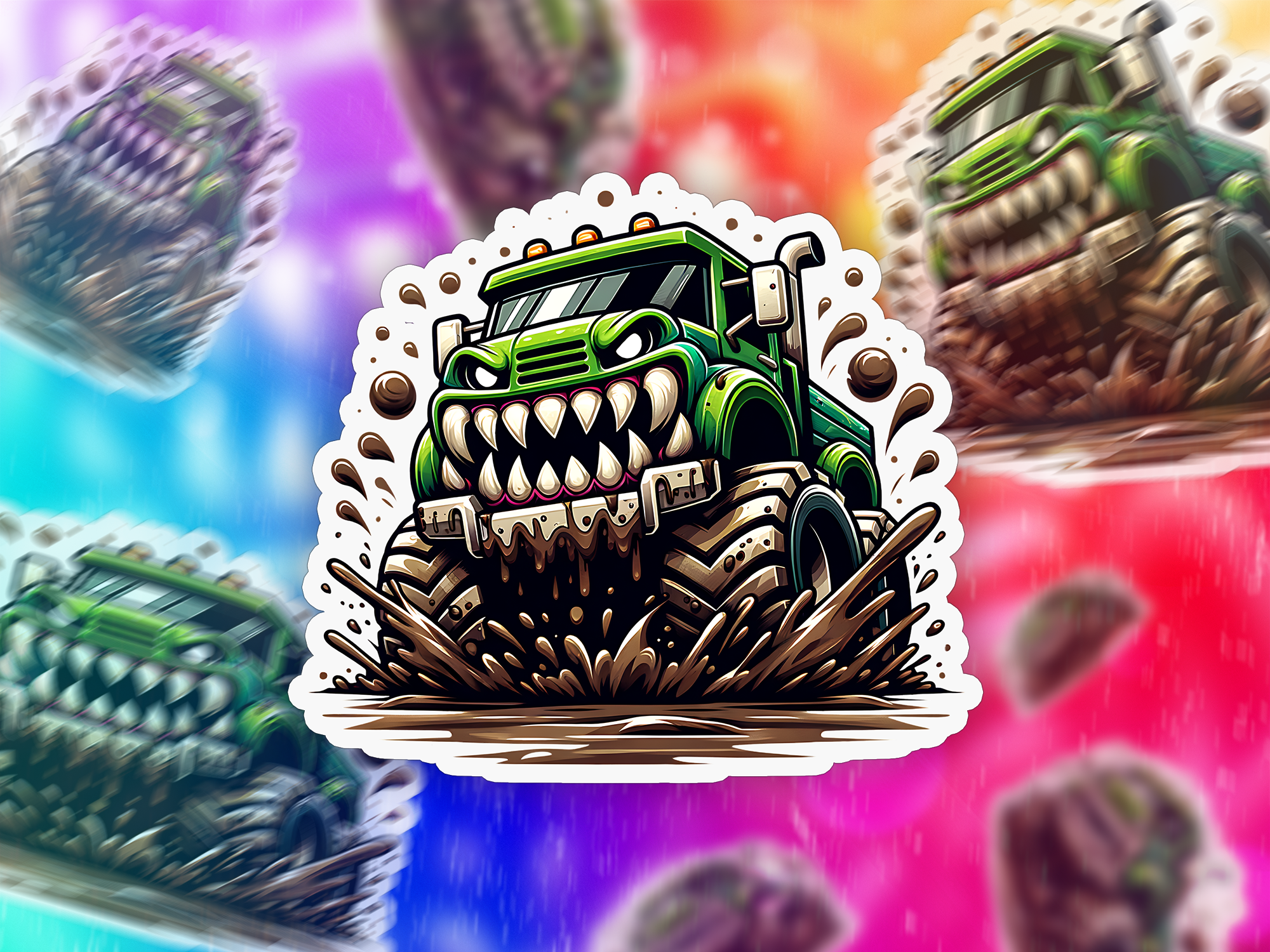 Muddy Monster Truck Sticker Mockup
