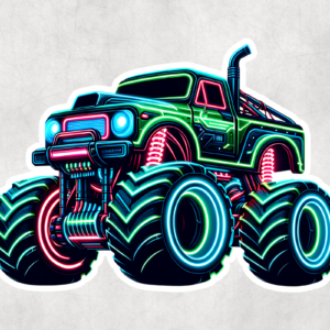 Neon Monster Truck Sticker Mockup