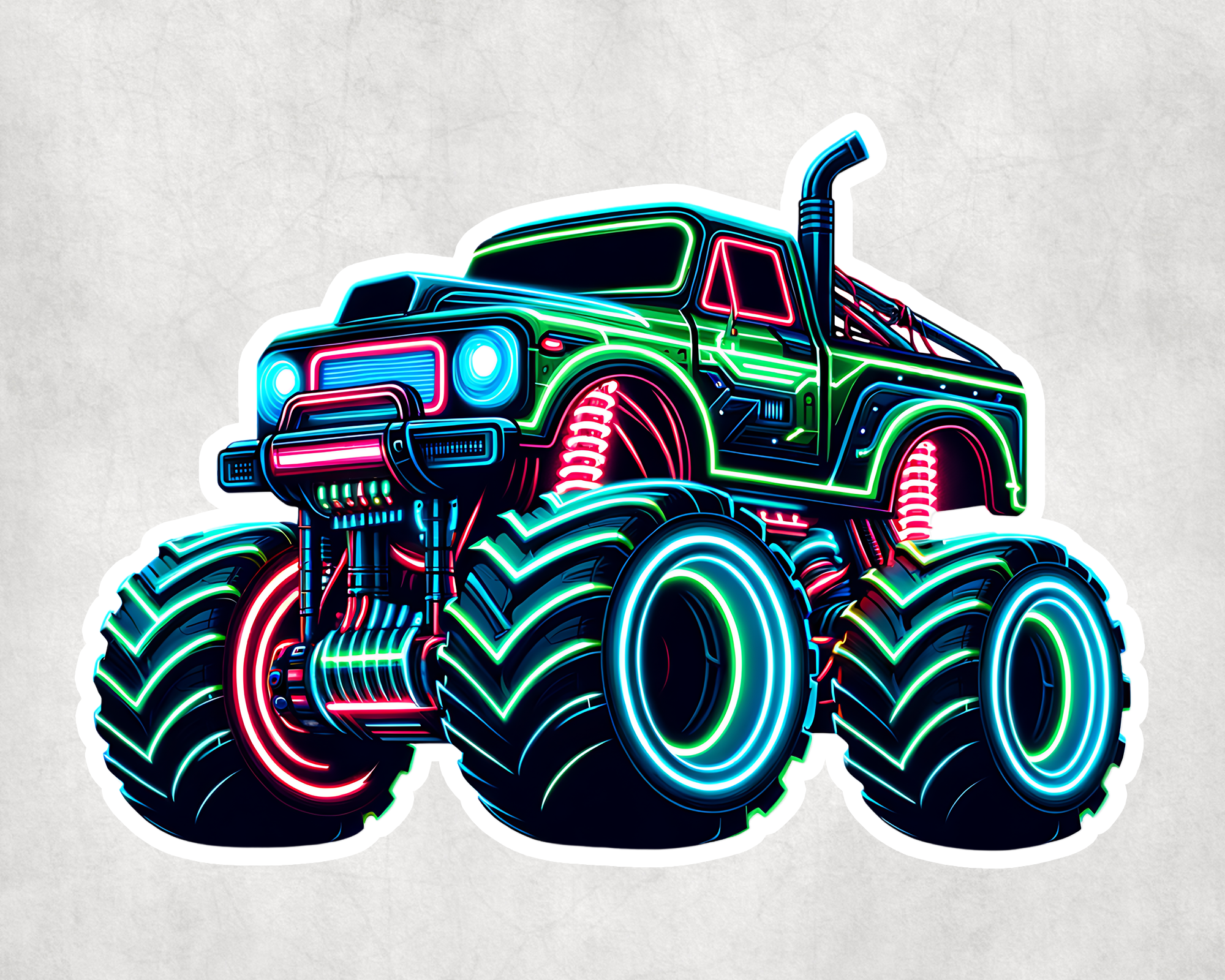 Neon Monster Truck Sticker Mockup