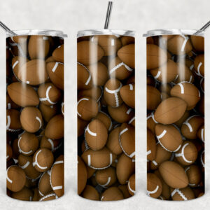 Footballs Pattern Tumbler Mockup