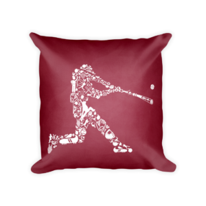 Baseball Player Silhouette Collage Throw Pillow Cover Mockup