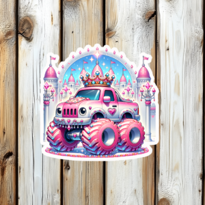 Princess Monster Truck Sticker Mockup