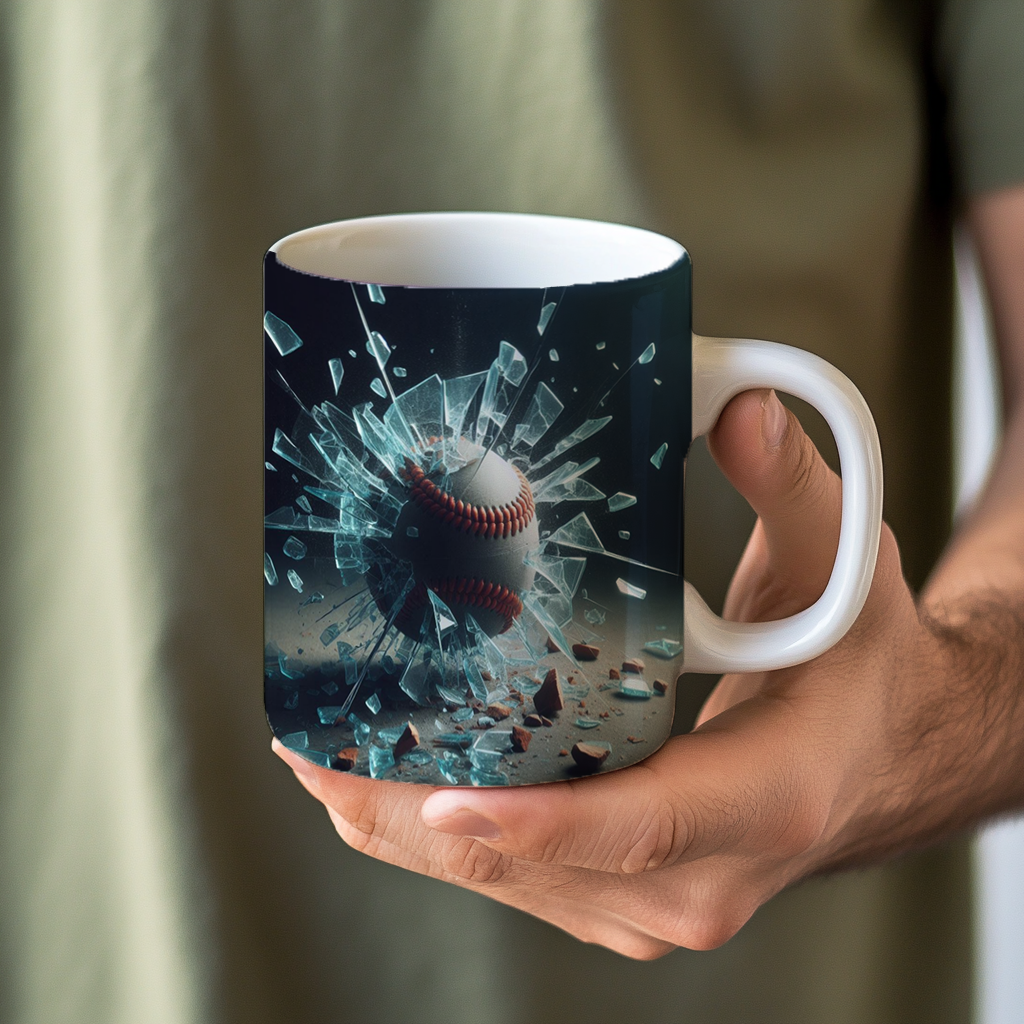 Shattered Glass Baseball Mug Mockup