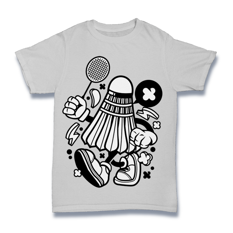 Cartoon Shuttlecock Character Shirt Mockup