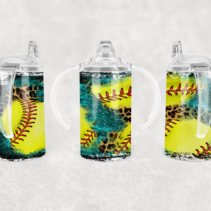 Leopard Print & Softballs Sippy Cup Mockup