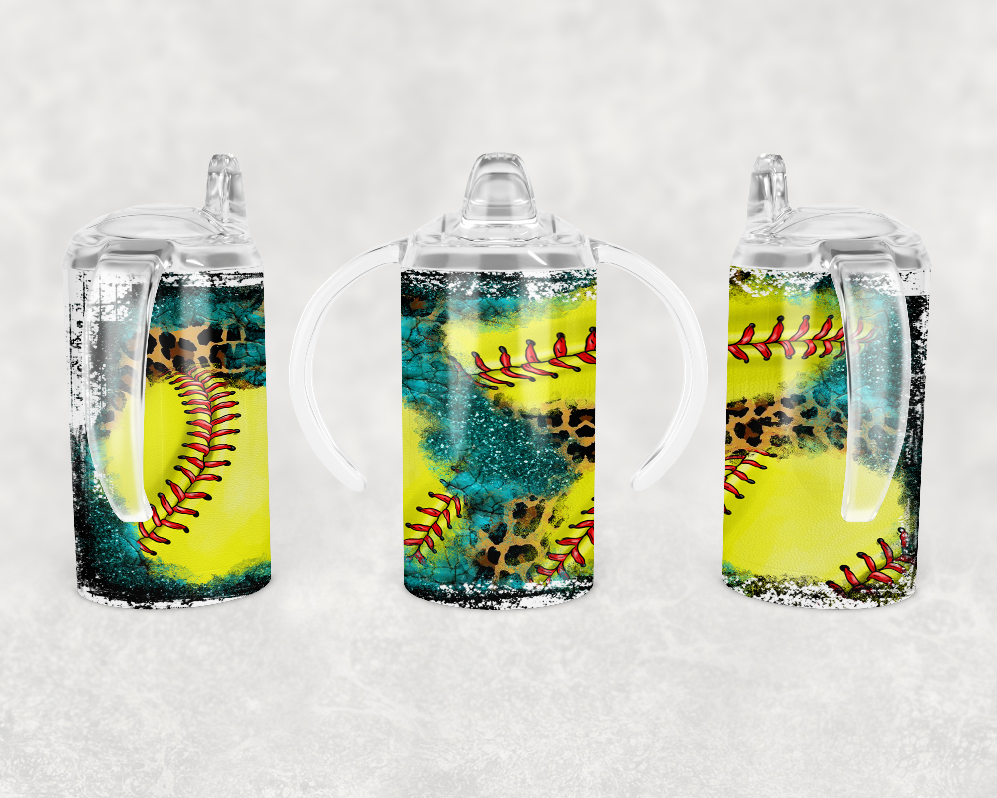 Leopard Print & Softballs Sippy Cup Mockup