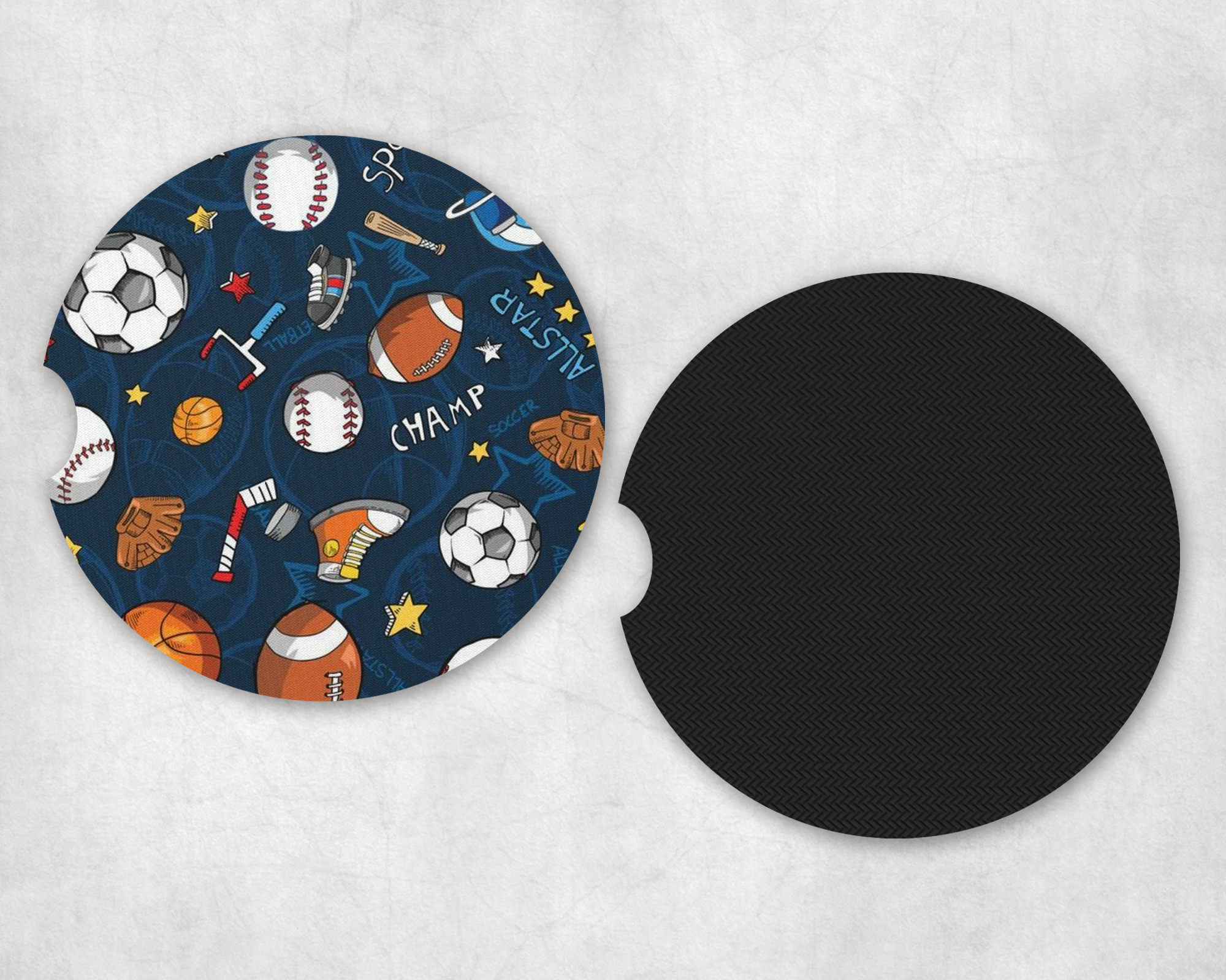 Sports Pattern Car Coasters Mockup