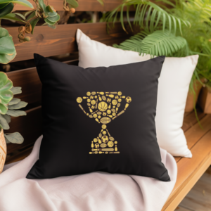 Trophy Silhouette Collage Throw Pillow Cover Mockup