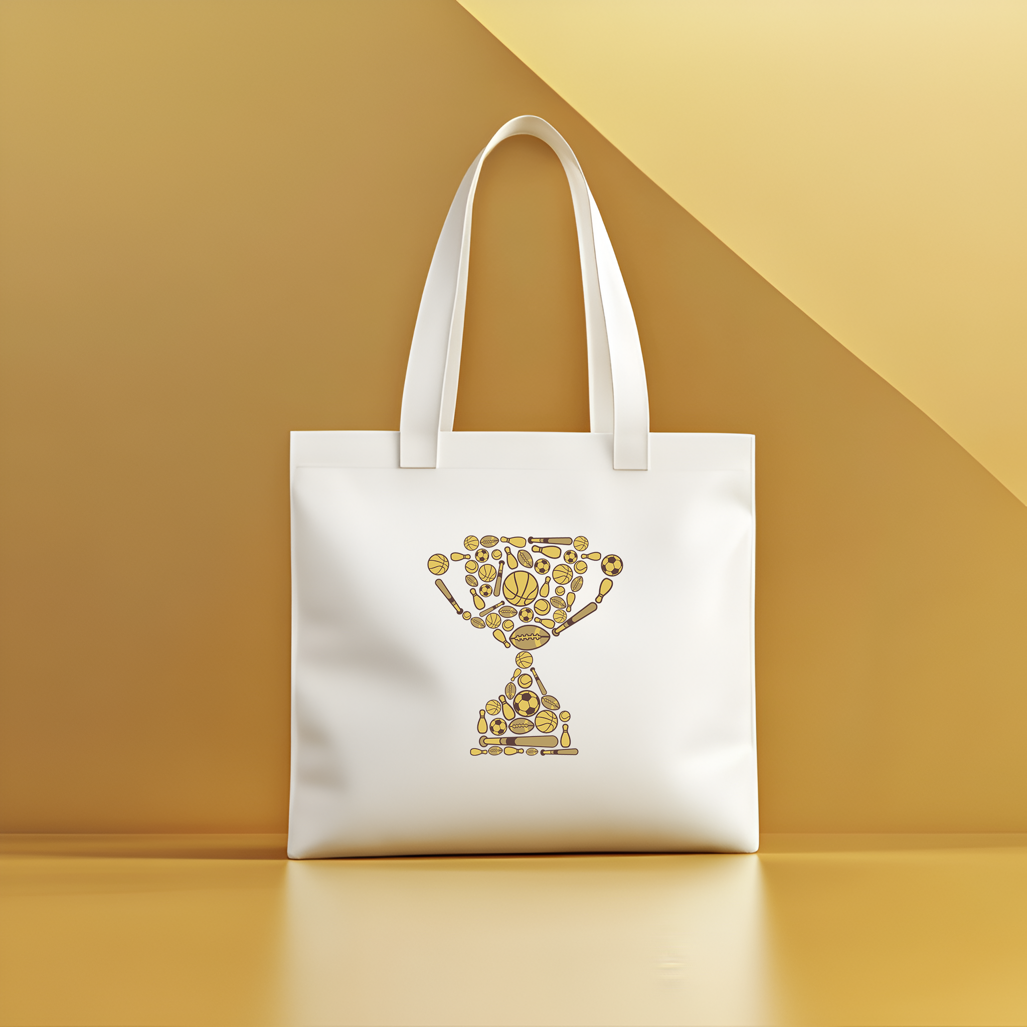 Trophy Silhouette Collage Tote Bag Mockup